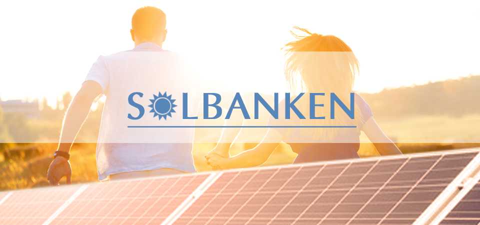Bild på solceller och texten Solbanken